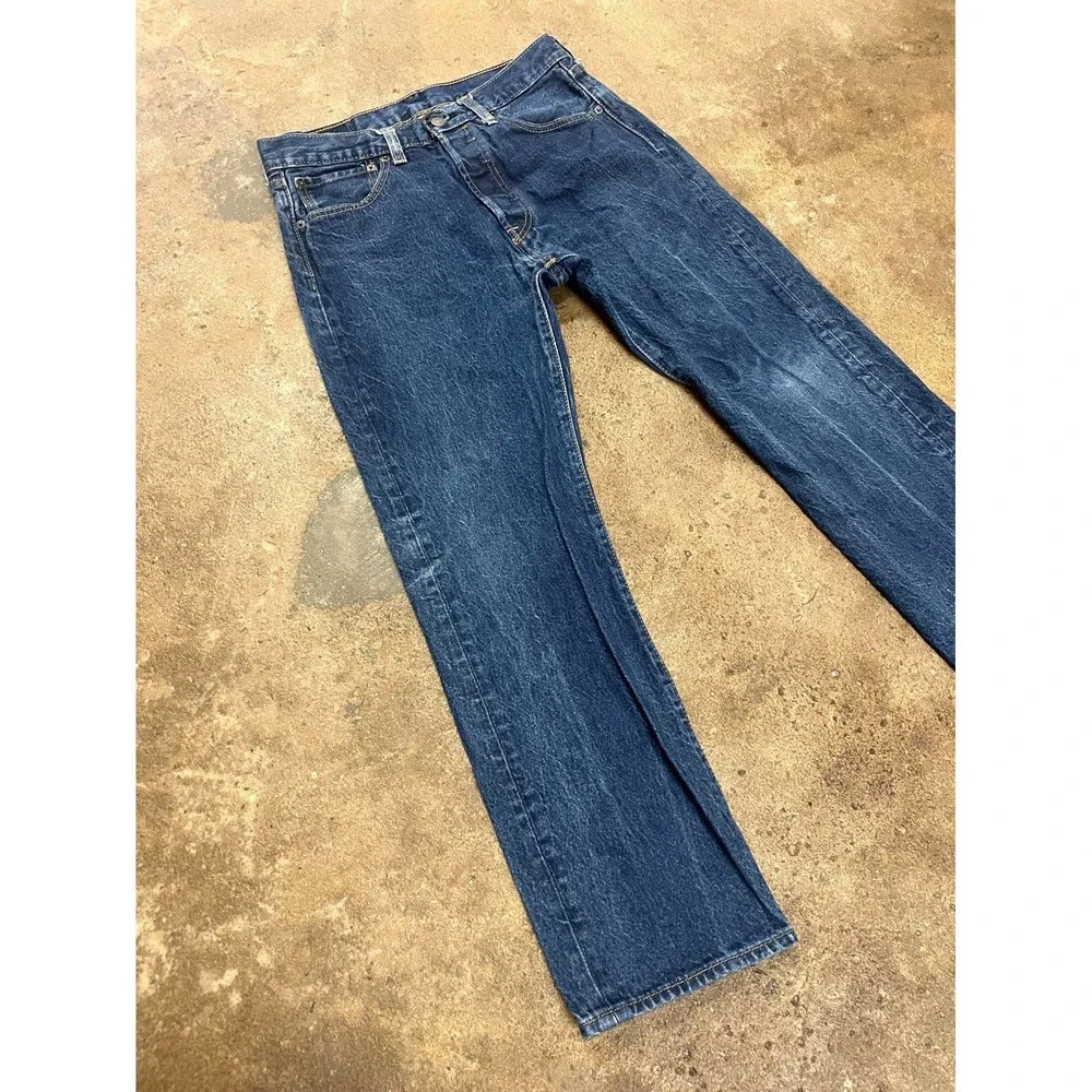 Levi's 501 Original Straight Jeans Men 32x30 Blue Denim Cotton Stretch Dark Wash